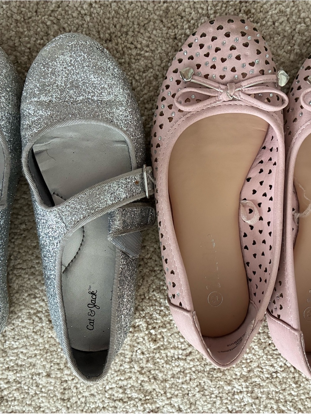 Cat & Jack Pink Heart-Perforated Ballet Flats